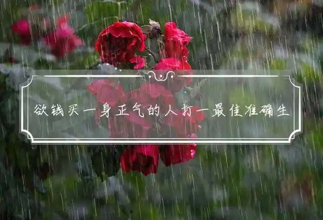 欲钱买一身正气的人是什么生肖
