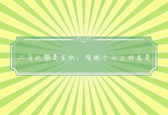 二马此期是玄机,绿珠十七立功名是什么生肖