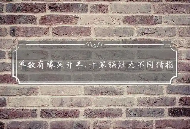 单数有缘来开羊,十家锅灶九不同是什么生肖