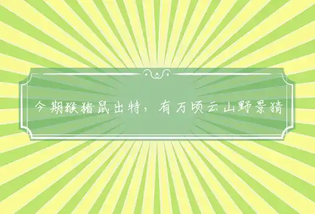 今期猴猪鼠出特,有万顷云山野景是什么生肖