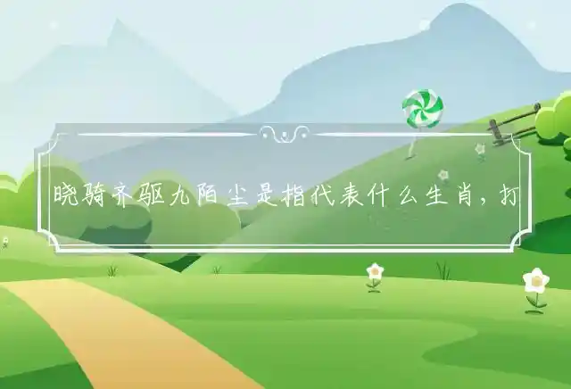 晓骑齐驱九陌尘是什么生肖