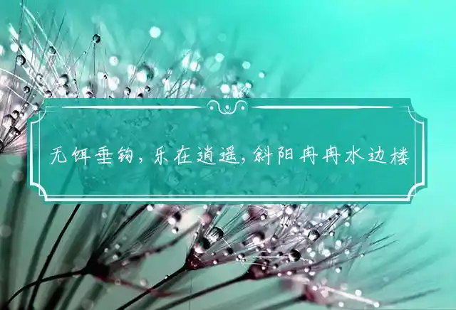 无饵垂钩,乐在逍遥,斜阳冉冉水边楼是什么生肖