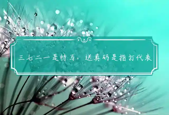 三七二一是特马,送真码是什么生肖